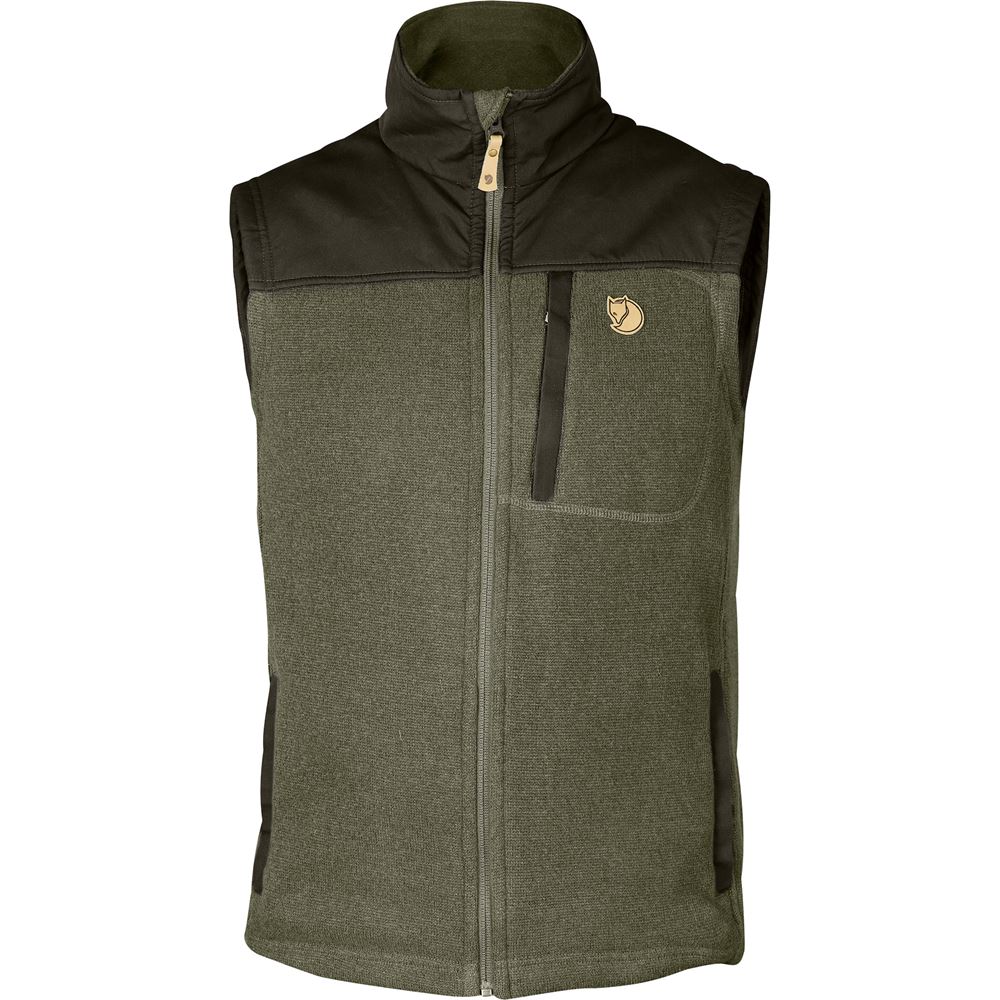 Buck Fleece Vest M - Laurel Green-Deep Forest