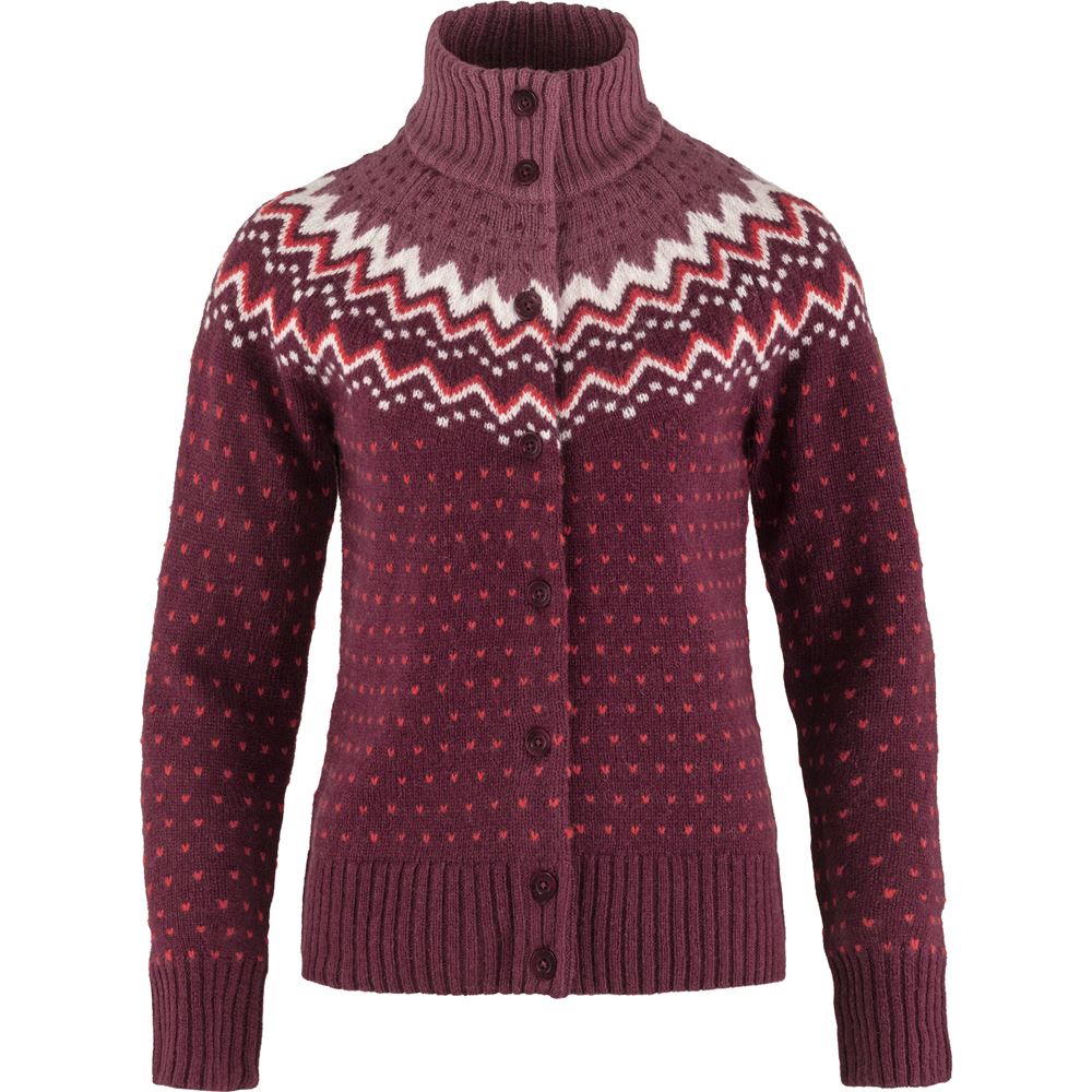 Ovik Knit Cardigan W - Dark Garnet