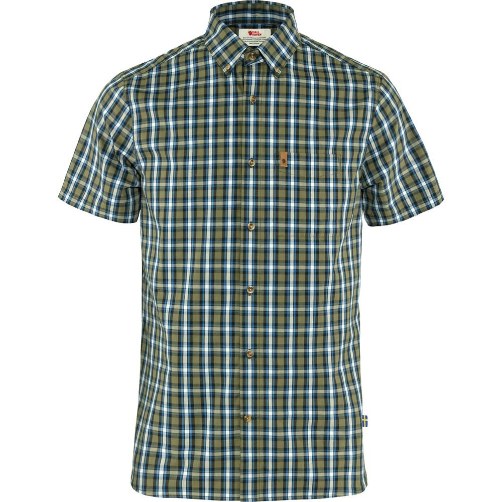 Ovik Shirt SS M - Green-Alpine Blue