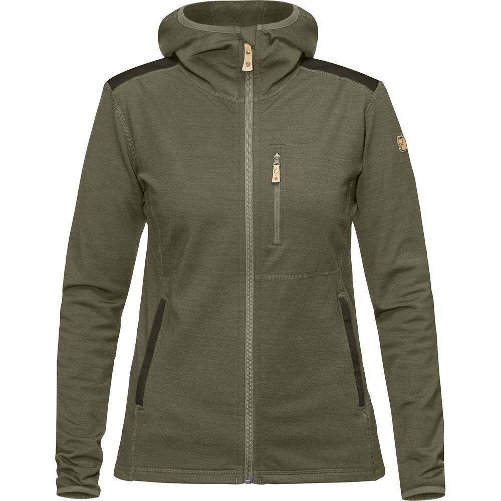 Keb Fleece Hoodie W - Laurel Green-Deep Forest