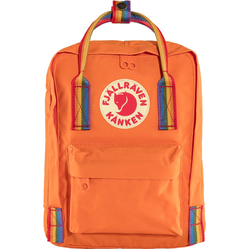 Kanken Rainbow Mini - Burnt Orange-Rainbow Pattern