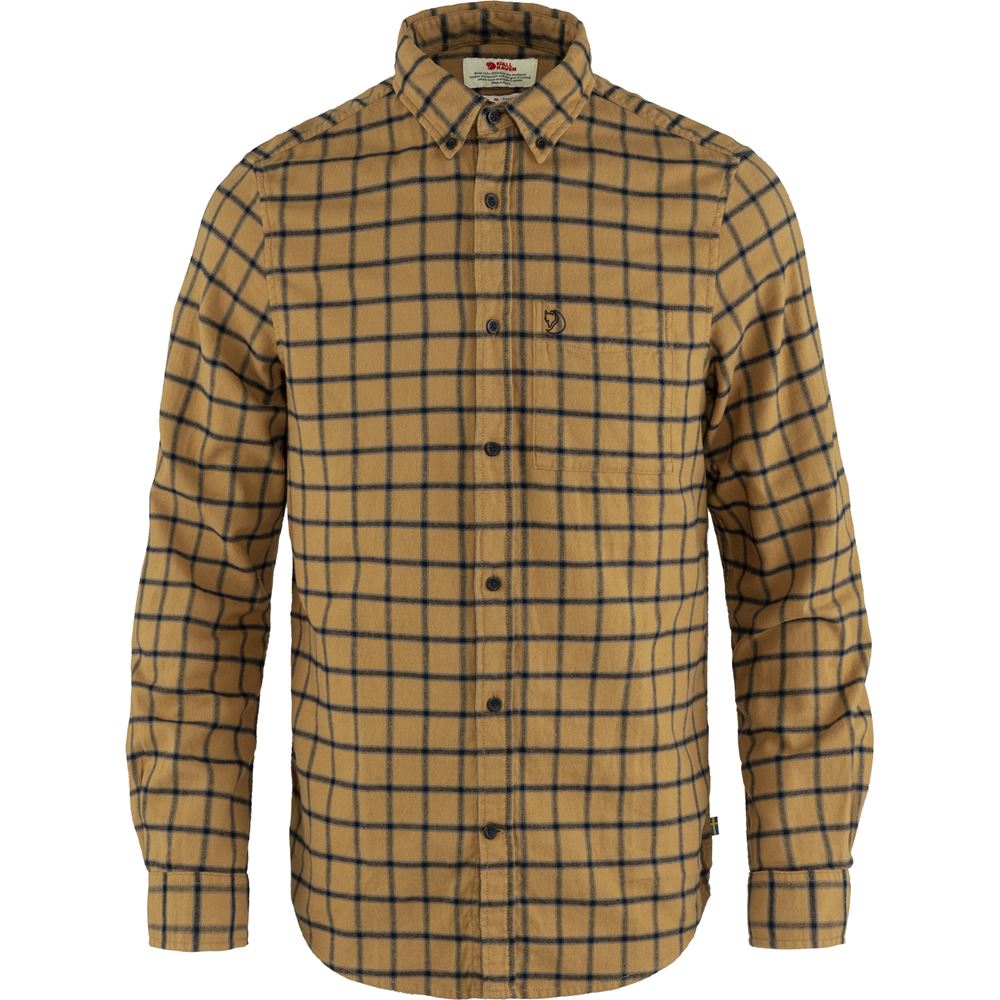 Ovik Flannel Shirt M - Buckwheat Brown-Dark Navy