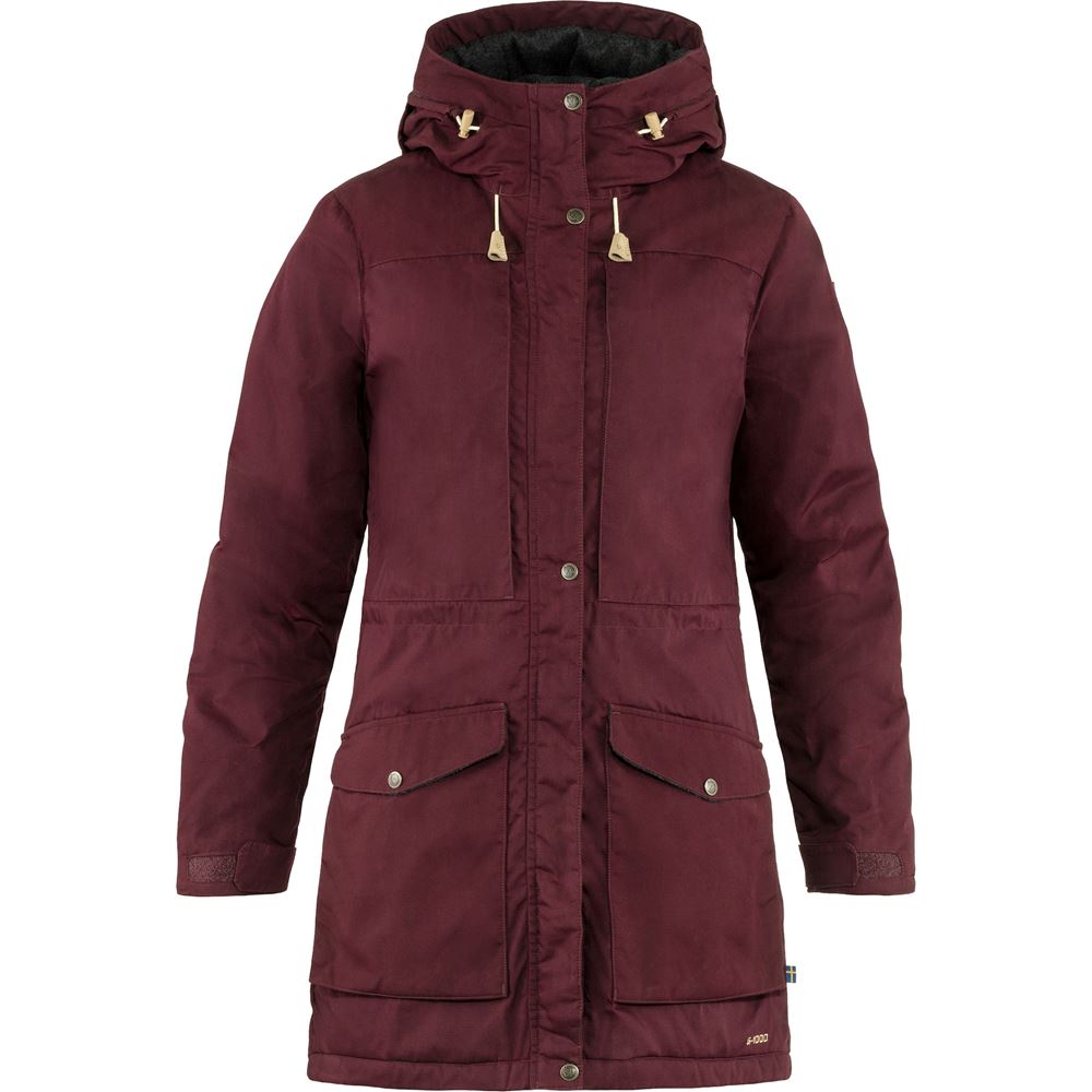 Singi Wool Padded Parka W - Dark Garnet