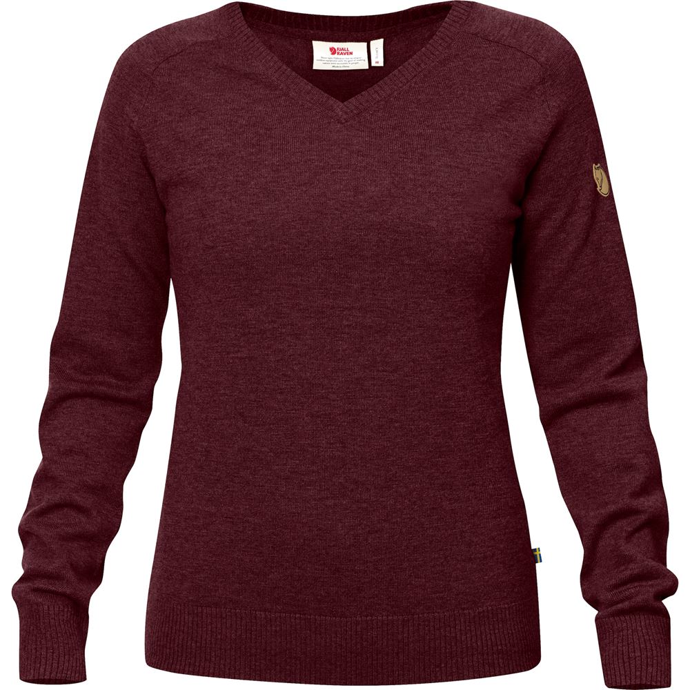 Sörmland V-neck Sweater W - Dark Garnet