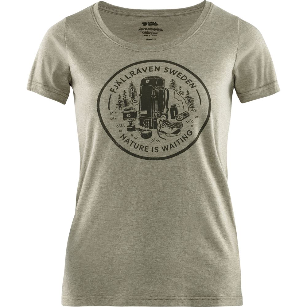 Fikapaus T-shirt W - Light Olive-Melange
