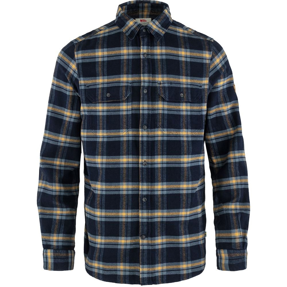 Ovik Heavy Flannel Shirt M - Dark Navy-Buckwheat Brown