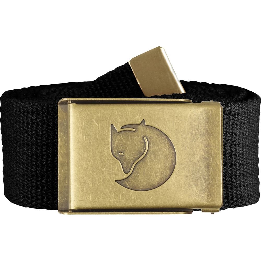 Canvas Brass Belt 4 cm - Black