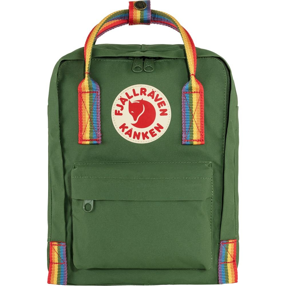 Kanken Rainbow Mini - Spruce Green-Rainbow Pattern