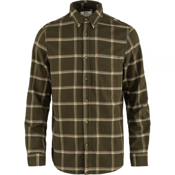 Ovik Comfort Flannel Shirt M - Dark Olive-Sand Stone