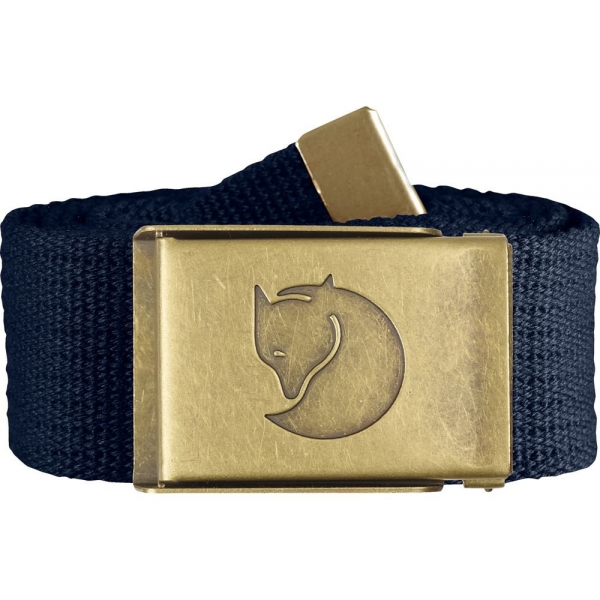 Canvas Brass Belt 4 cm - Dark Navy