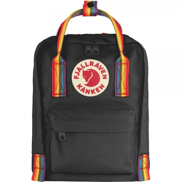 Kanken Rainbow Mini - Black-Rainbow Pattern