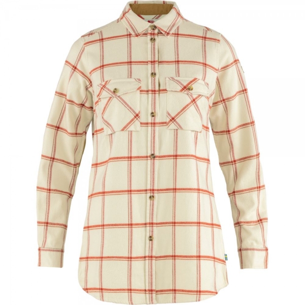 Ovik Twill Shirt LS W - Chalk White-Cabin Red