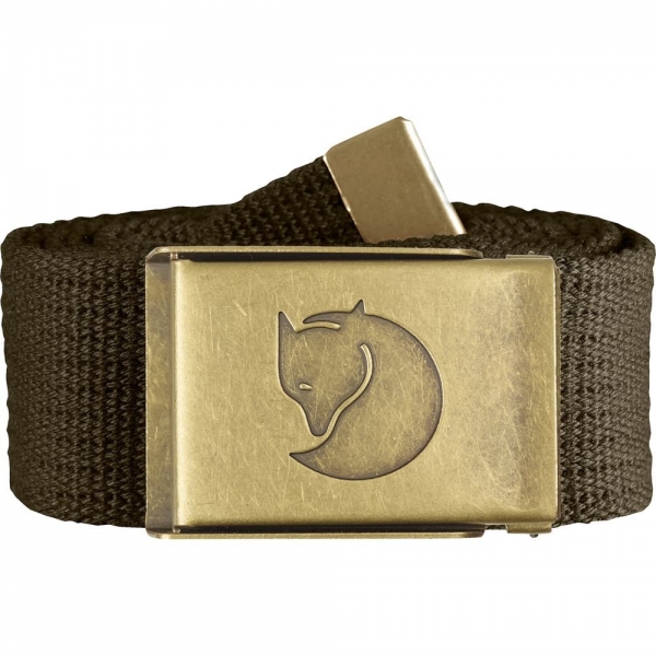 Canvas Brass Belt 4 cm - Dark Olive